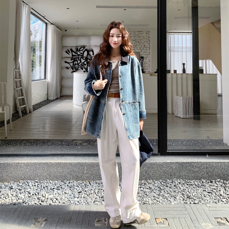 时尚盐系复古港风牛仔外套2025春秋新款小众设计感甜酷风短款夹克