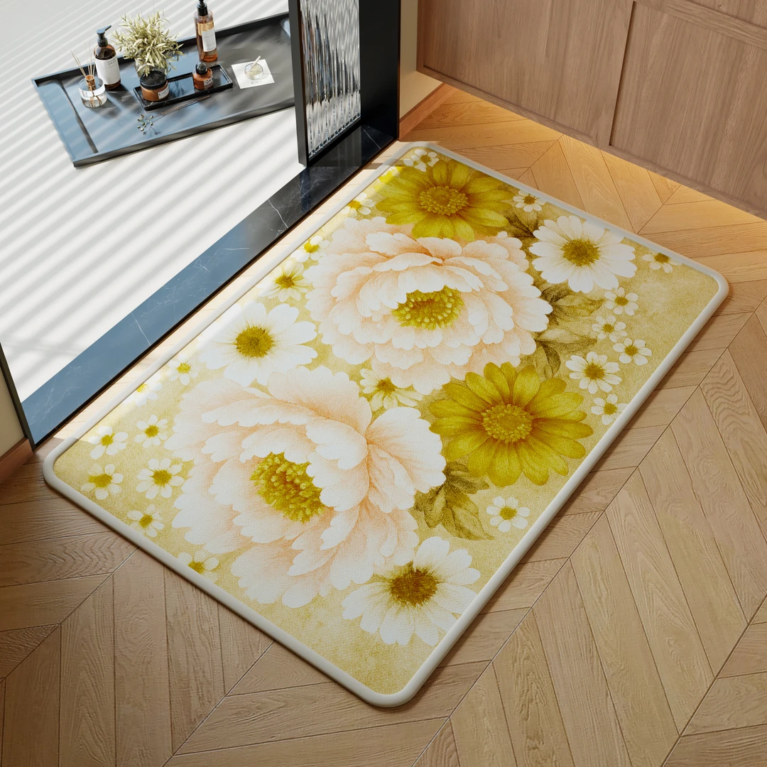 浴室地垫厕所卫生间吸水脚垫简约防滑垫防摔耐磨亚麻地毯垫