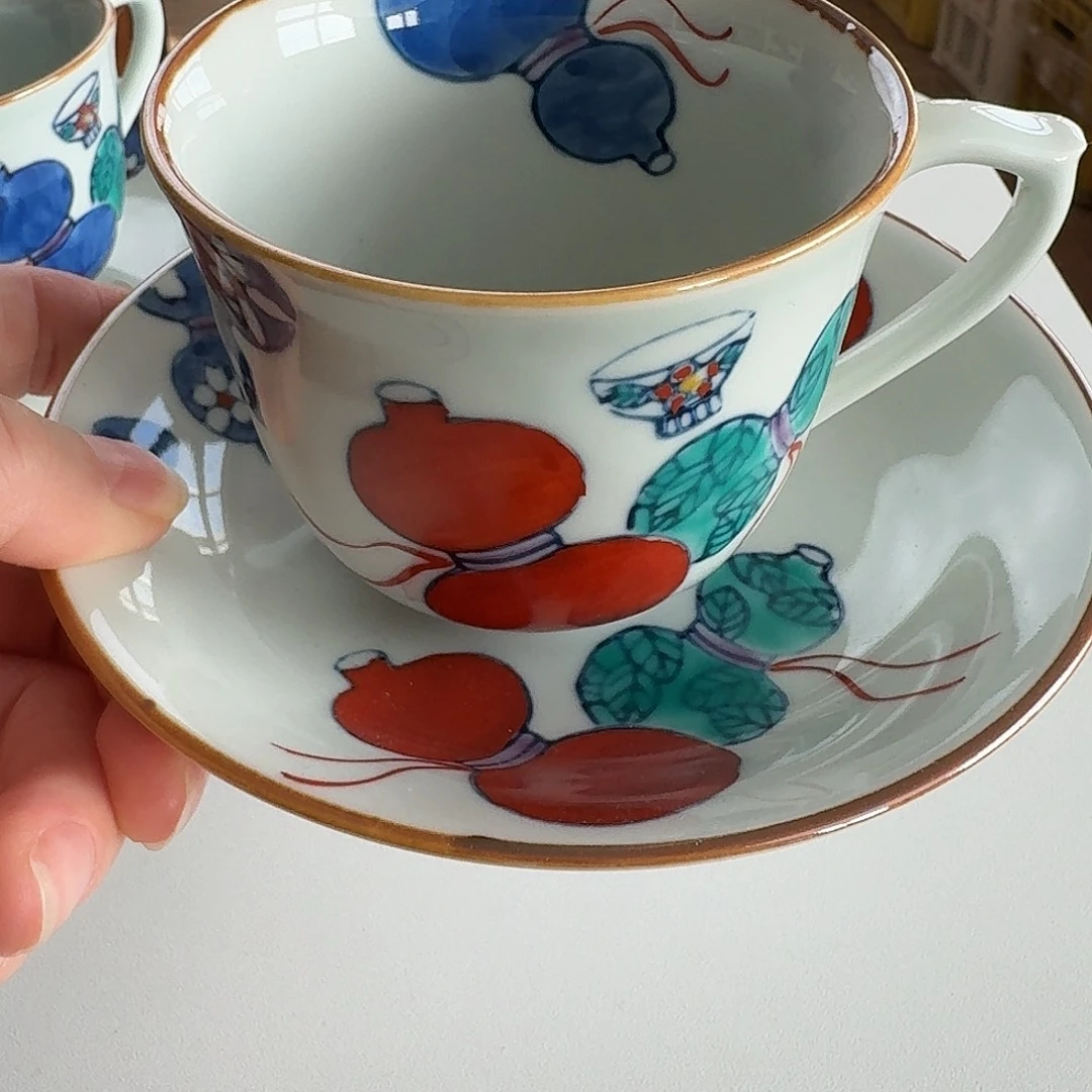 搪瓷德七窑手绘宝尽葫芦咖啡杯150毫升