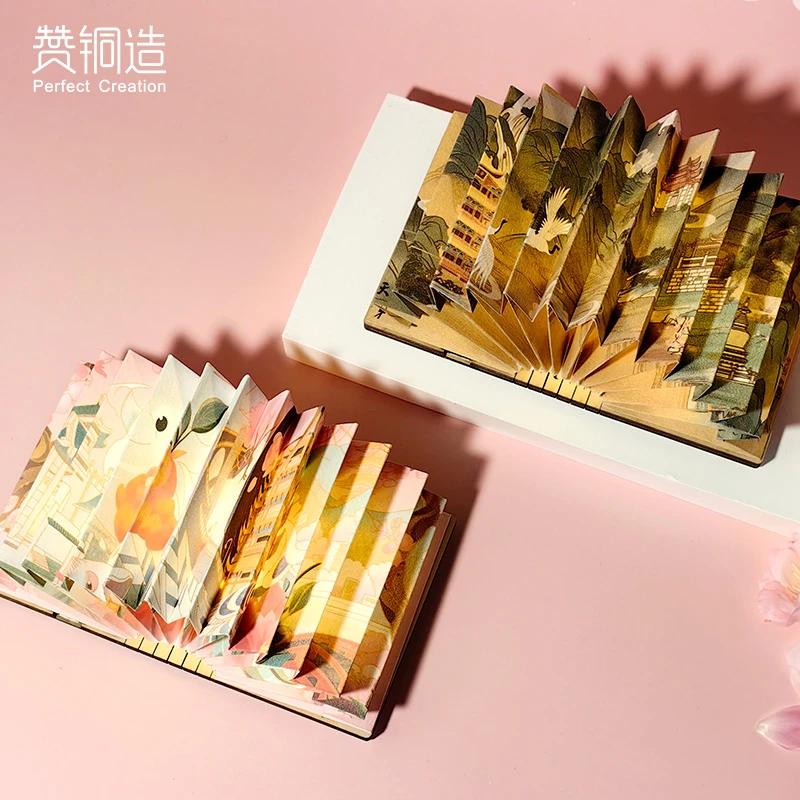 黄鹤楼樱花折叠冰箱贴发光磁吸书灯赞铜造