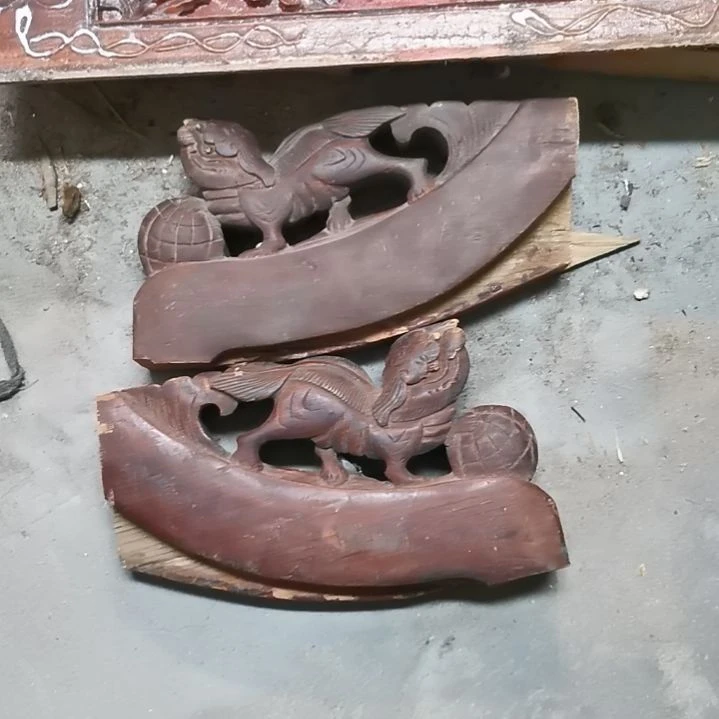 旺***铺香榧木老木雕花版一对