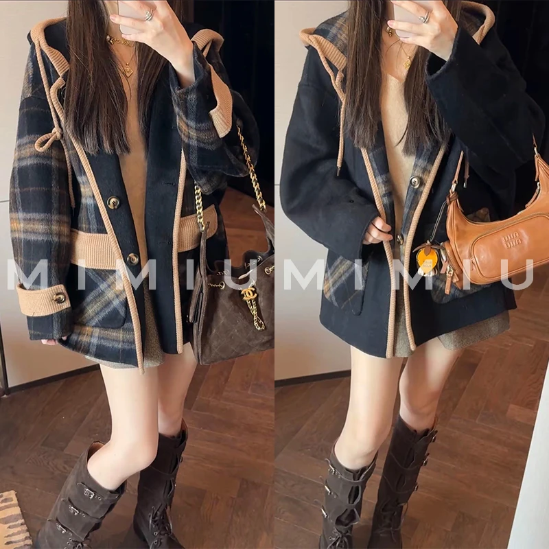 【mimius】七七 经典格纹两穿双面呢羊毛大衣 G10020