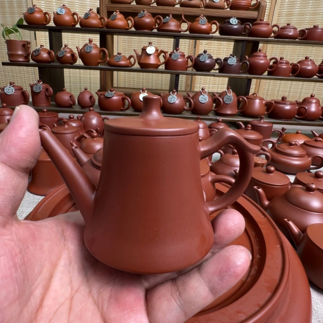 *****茶壶紫砂潮州手拉朱泥壶，微瑕不退换