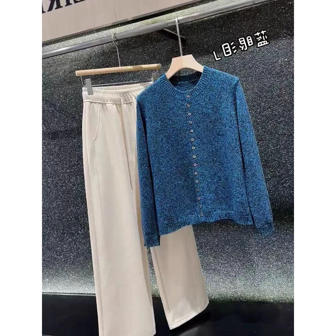 蜗牛家圆领厚款套装秋冬季老钱风网红潮牌女装绵羊绒毛衣时尚4013