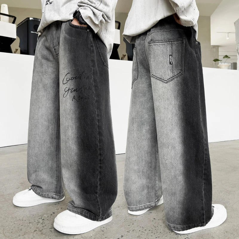 男童秋季渐变色牛仔裤2025新款春秋款中大童男孩休闲长裤儿童裤子