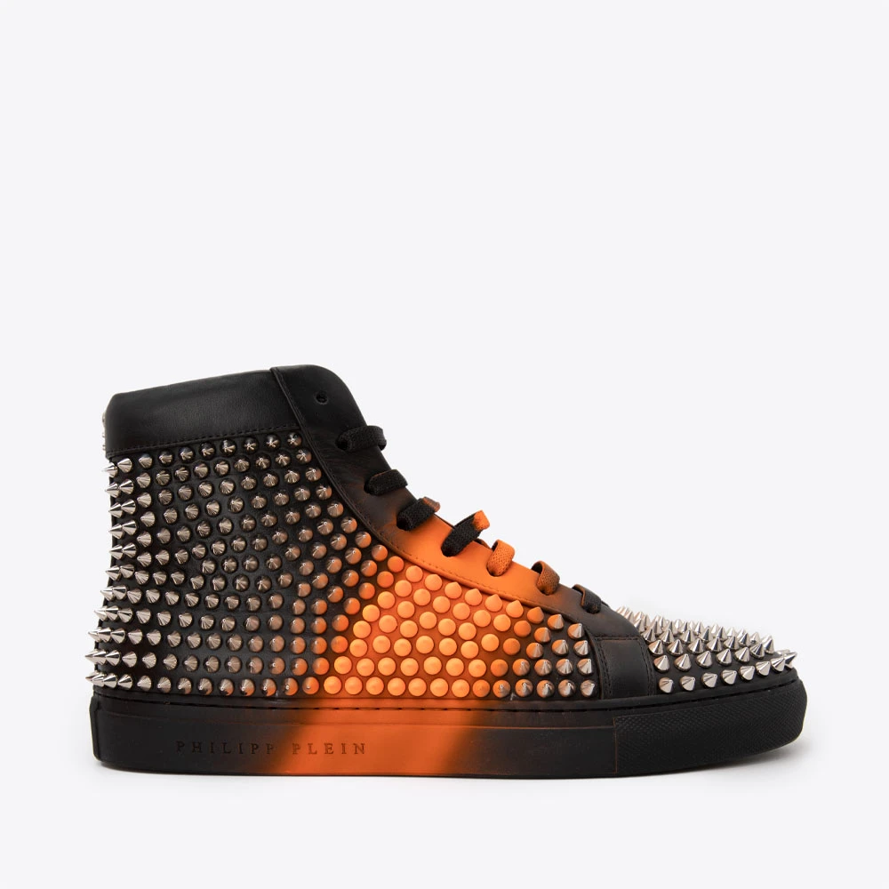 PHILIPP PLEIN PP牛皮铆钉系带运动板鞋P18SMSC1059PLE075N0220