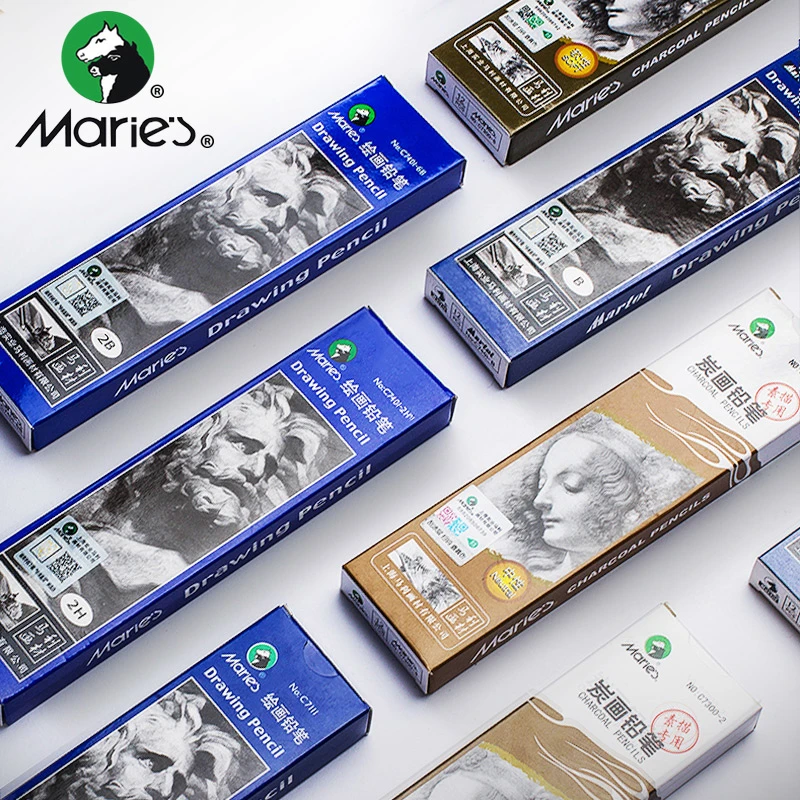 马利描铅笔速写炭笔美术生专用素描笔2b铅笔套装4b素描绘画工具