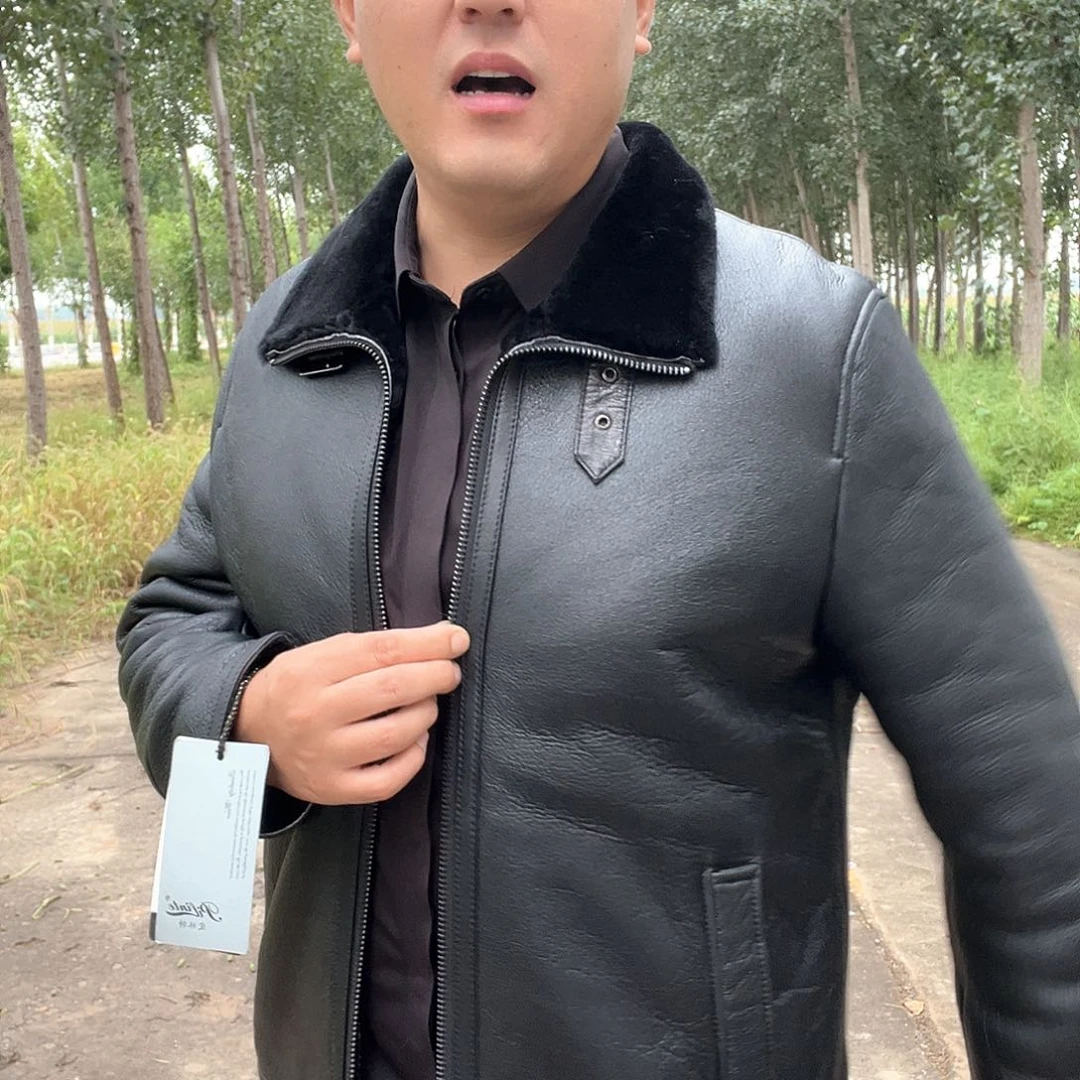 翻领卡扣皮毛一体