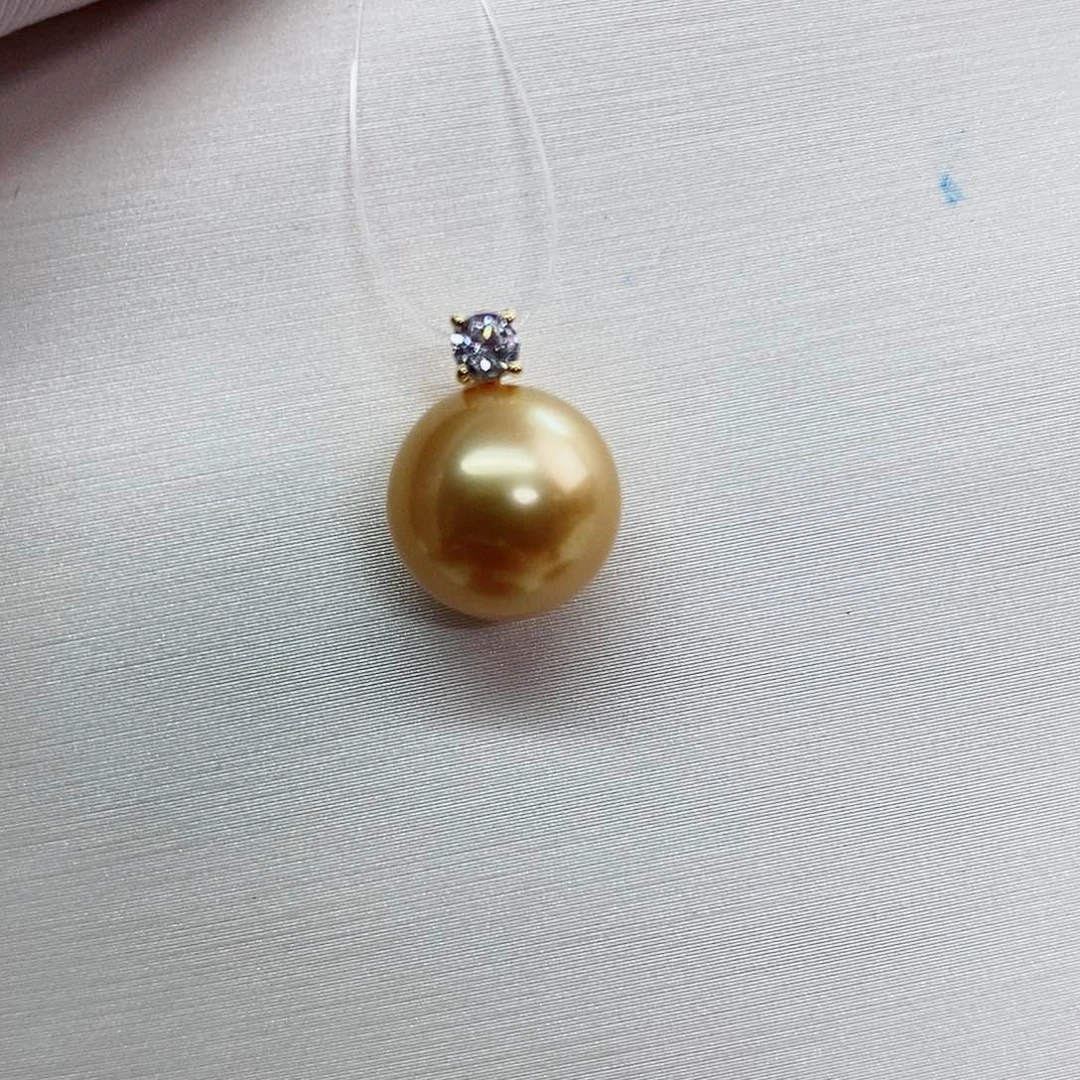吊坠(不含链)18K金镶嵌海水珍珠10-11