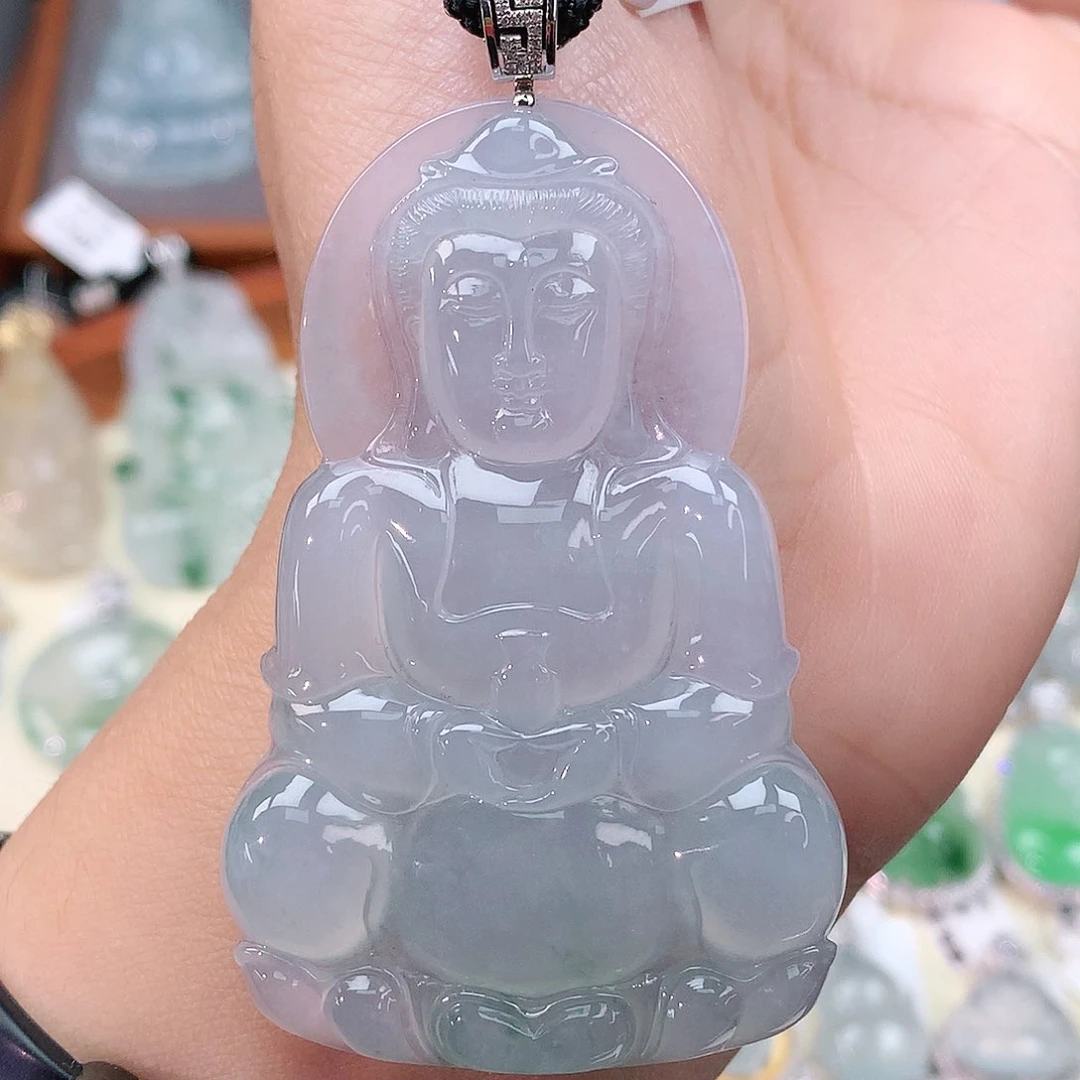 颈饰18K金镶嵌翡翠观音