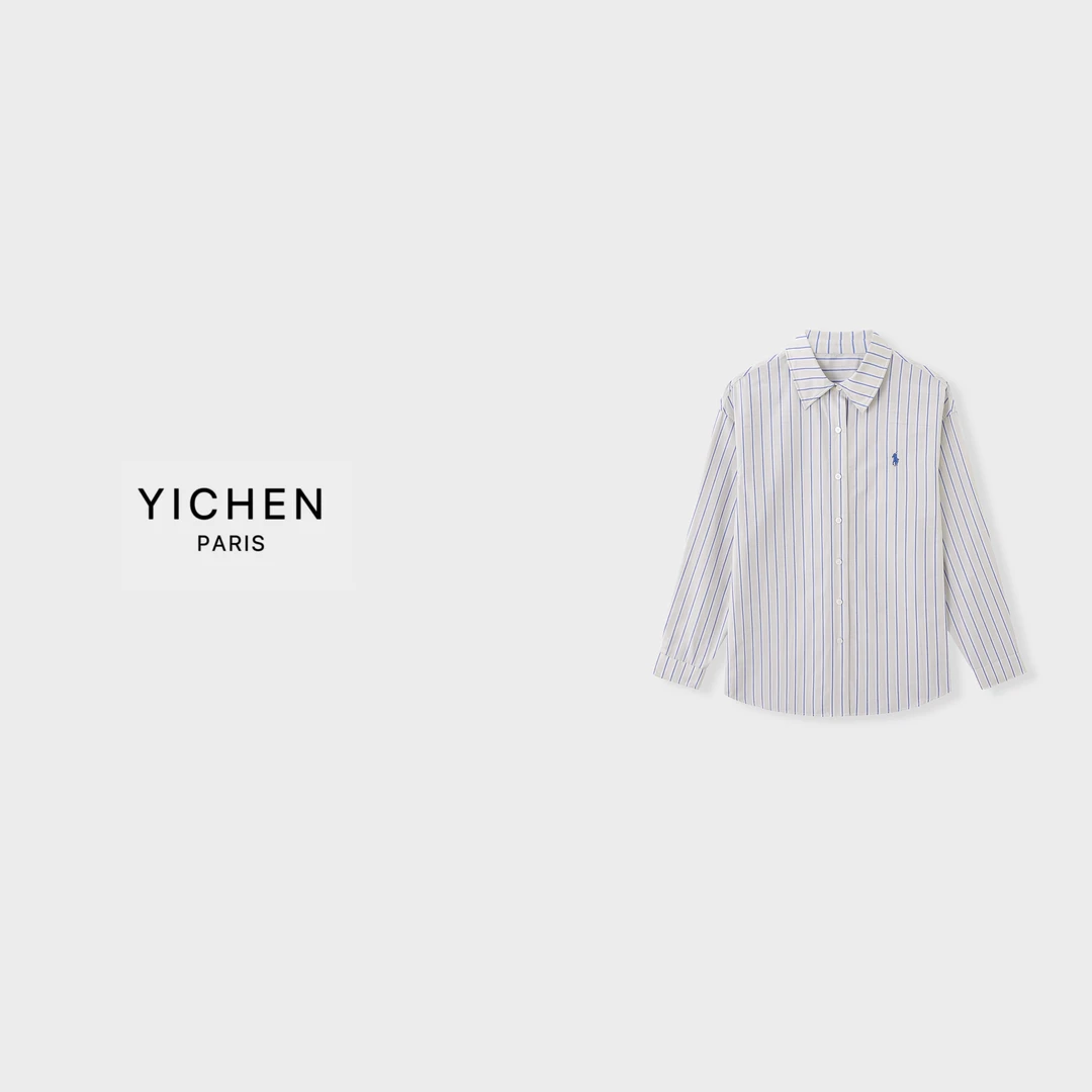 YC 灰蓝色刺绣徽标单排扣宽松休闲衬衫外套-1875