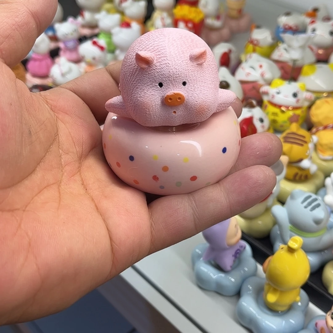 陶摆件胖猪转转摆件