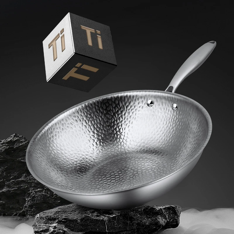 32cm新款龙鳞锤纹钛炒锅+16cm不锈钢奶锅轻油少烟炒菜锅
