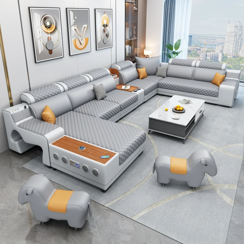 沙发客厅家用现代简约猫抓皮大小户型沙发茶几电视柜组合厂家直销