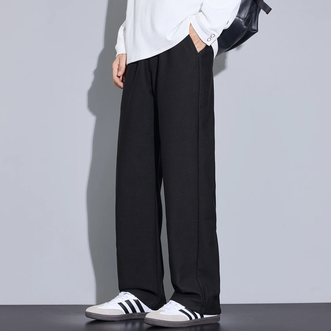 Kuvine2025冬季新款日系宽松直筒针织百搭外穿男士大码休闲长裤子
