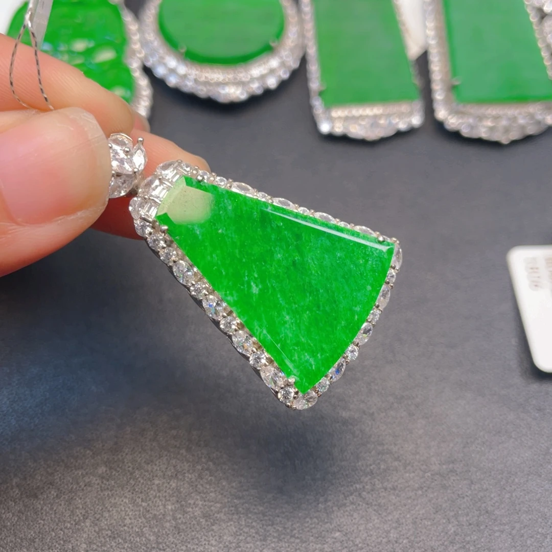 翡翠银S925镶嵌吊坠(不含链)