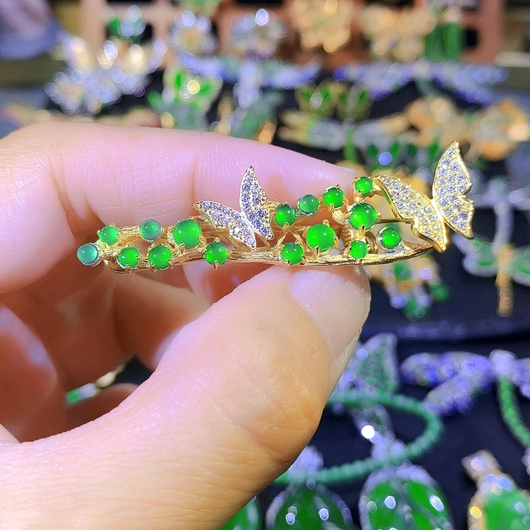 颈饰银S925镶嵌翡翠