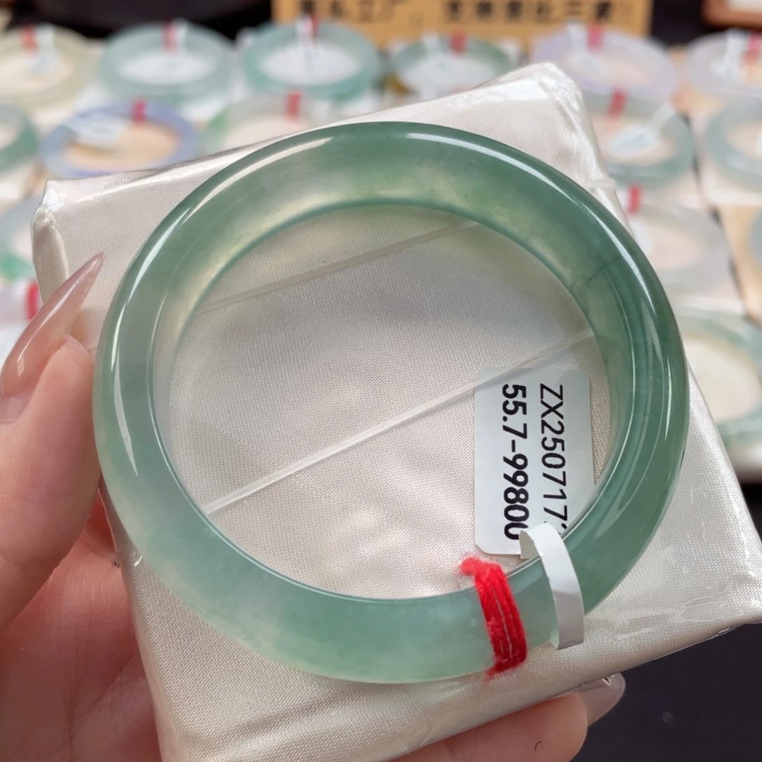 未镶嵌手镯翡翠55.7炸光湖水绿湖光山色25号