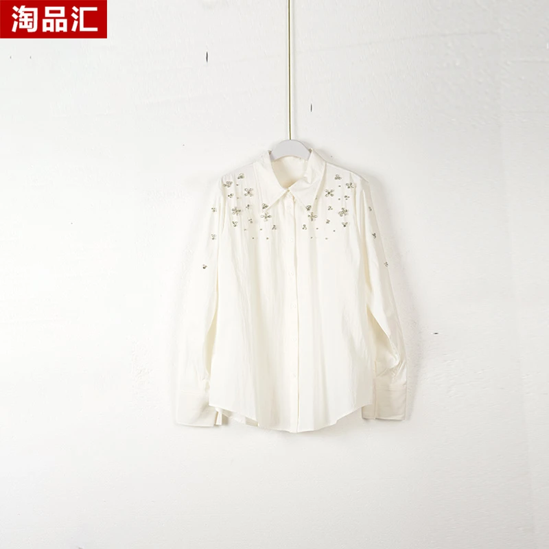 【Y专柜捡漏】深圳高端时尚女装KBC-重工钉珠衬衣2407-白色正码