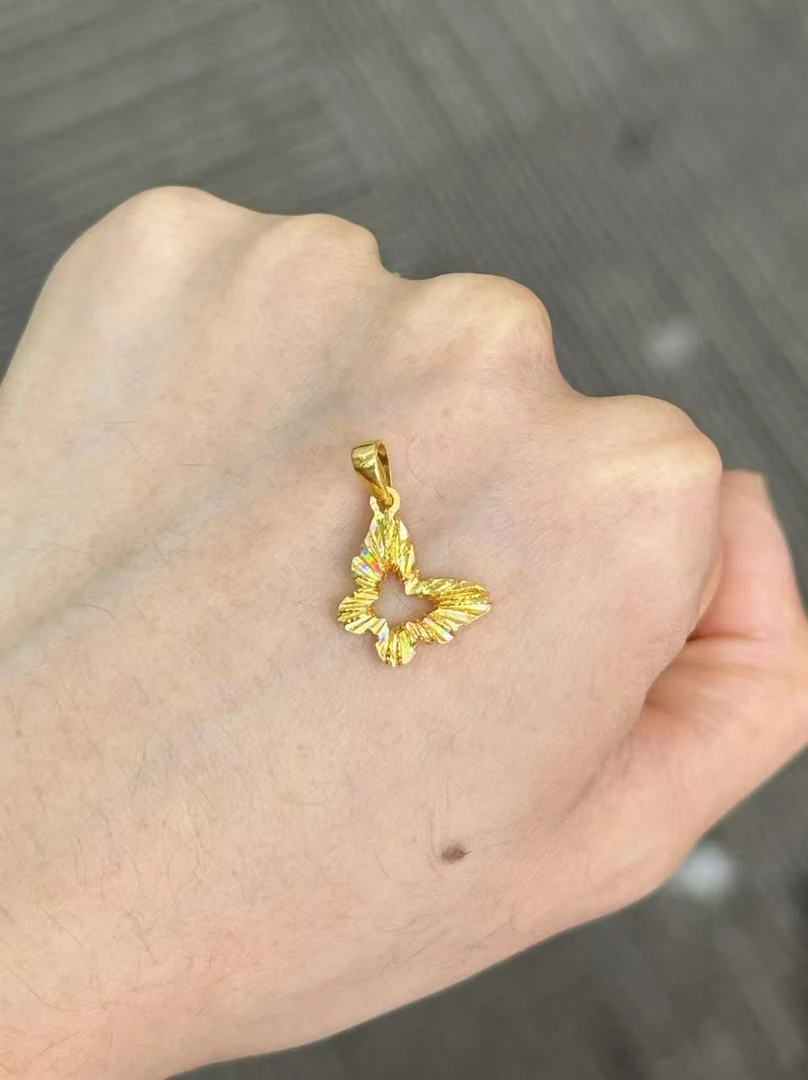 足金999 七彩绕线蝴蝶吊坠