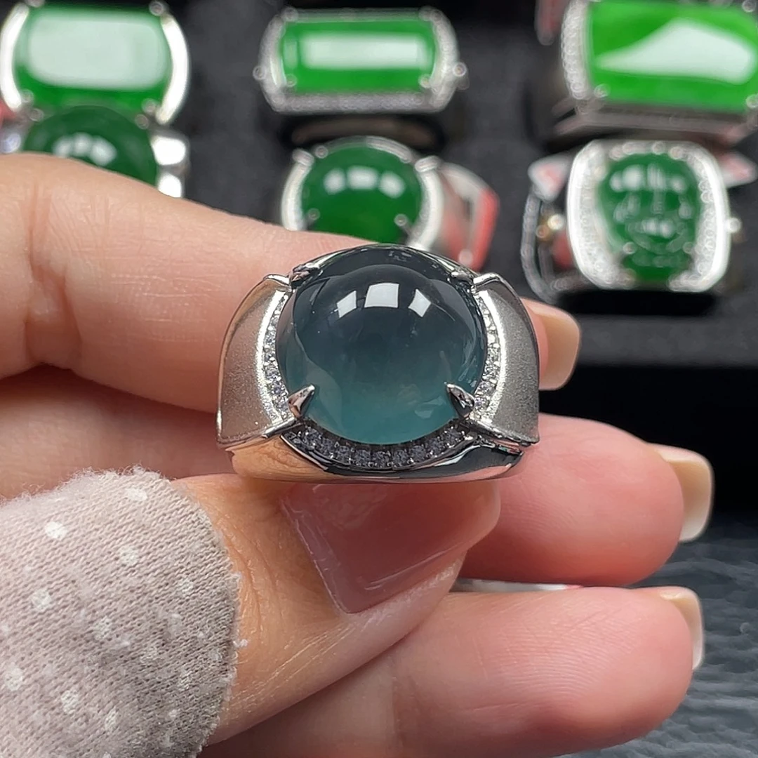 翡翠银S925镶嵌戒指天然A货翡翠没运费险3900