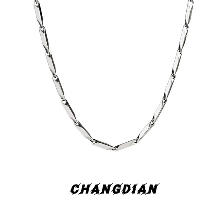 钛钢项链 菱形男高街饰品高级感男士男生配饰小众颈链百搭瓜子链