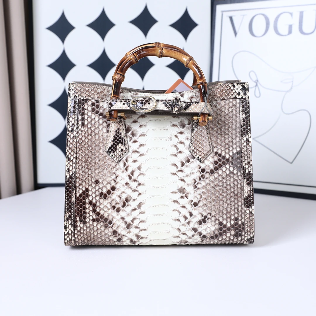 时代品牌【G 竹节包】进口蛇皮 内里羊皮 手提包M10793