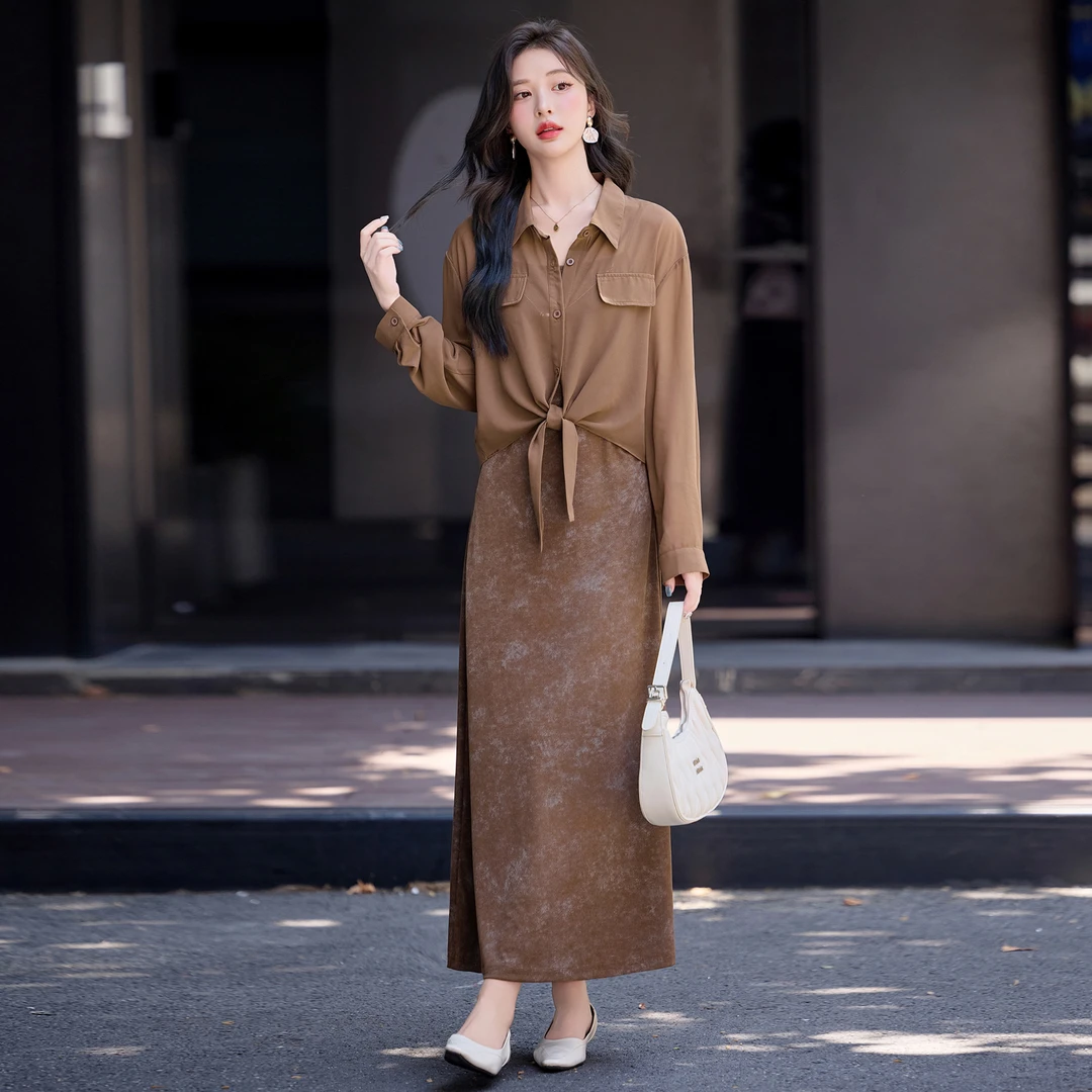 韩系衬衫吊带穿搭休闲套装裙女2025夏秋气质显瘦时尚