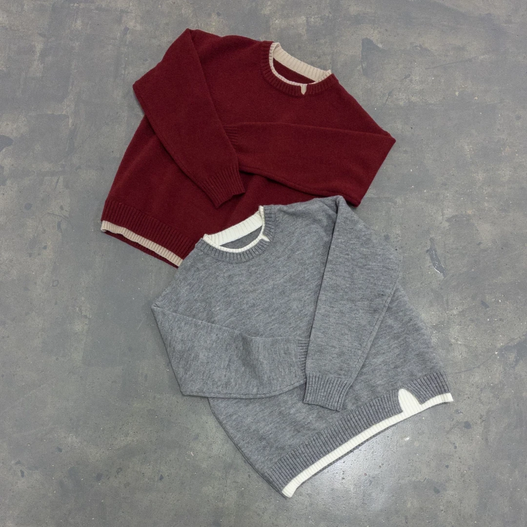 【针织系列】 假两件红毛衣  氛围感圆领毛衣 巨好看老显白了