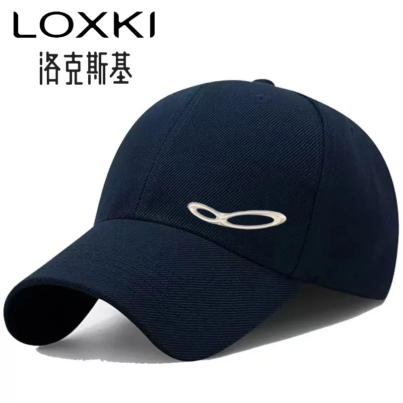 LOXKI/洛克斯基纯棉帽子男显白鸭舌帽国潮男士百搭显脸小棒球帽