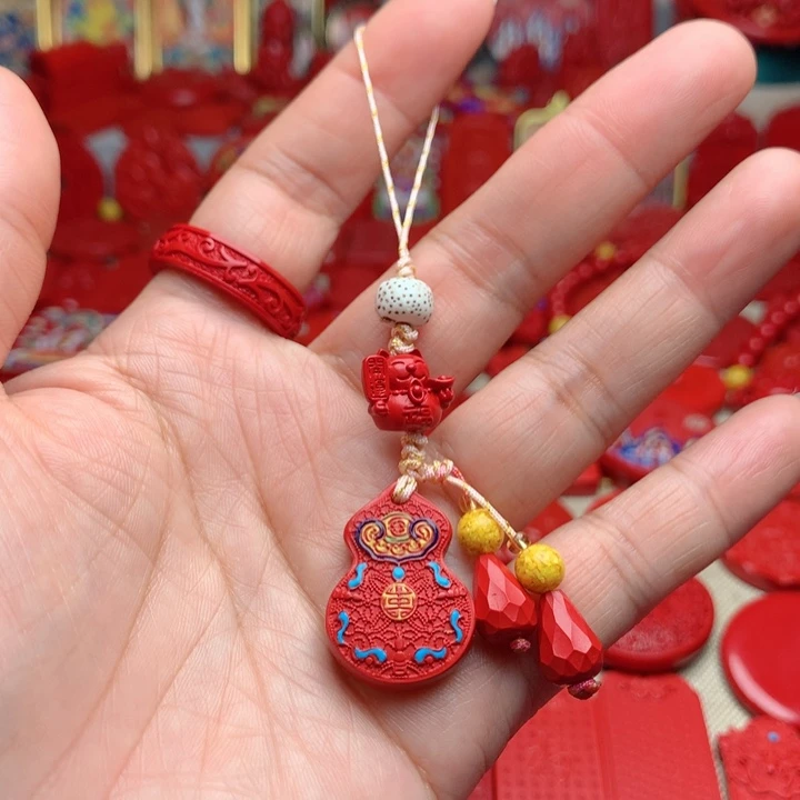 天然辰砂工艺品朱砂手机坠