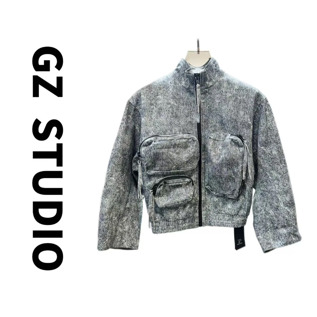 2025年新款百搭多口袋工装风牛仔外套