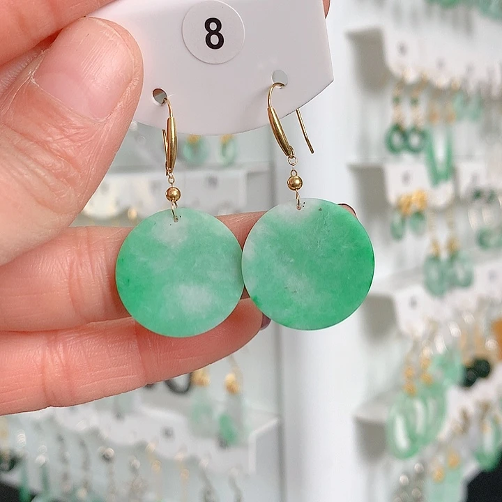 翡翠耳饰18K金镶嵌翡翠