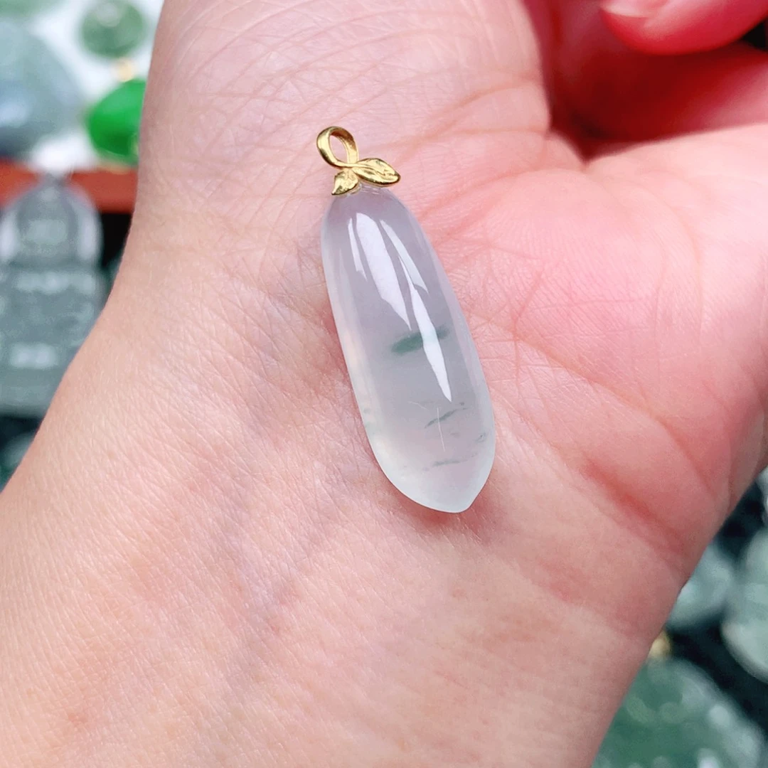 翡翠吊坠(不含链)18K金镶嵌