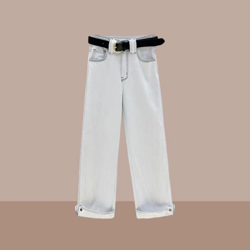 女装显瘦小个子设计感牛仔裤直筒裤纯色2025年夏季新款八分裤高腰