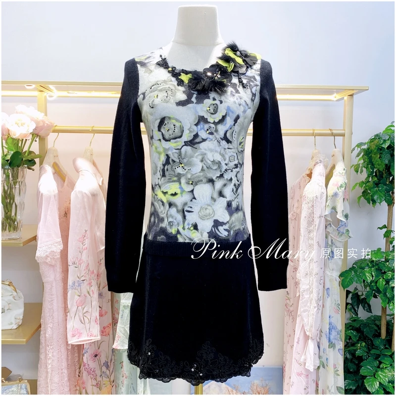 Rose Story玫瑰传说圆领长款羊绒衫针织衫毛衣保暖女装RSG8850988