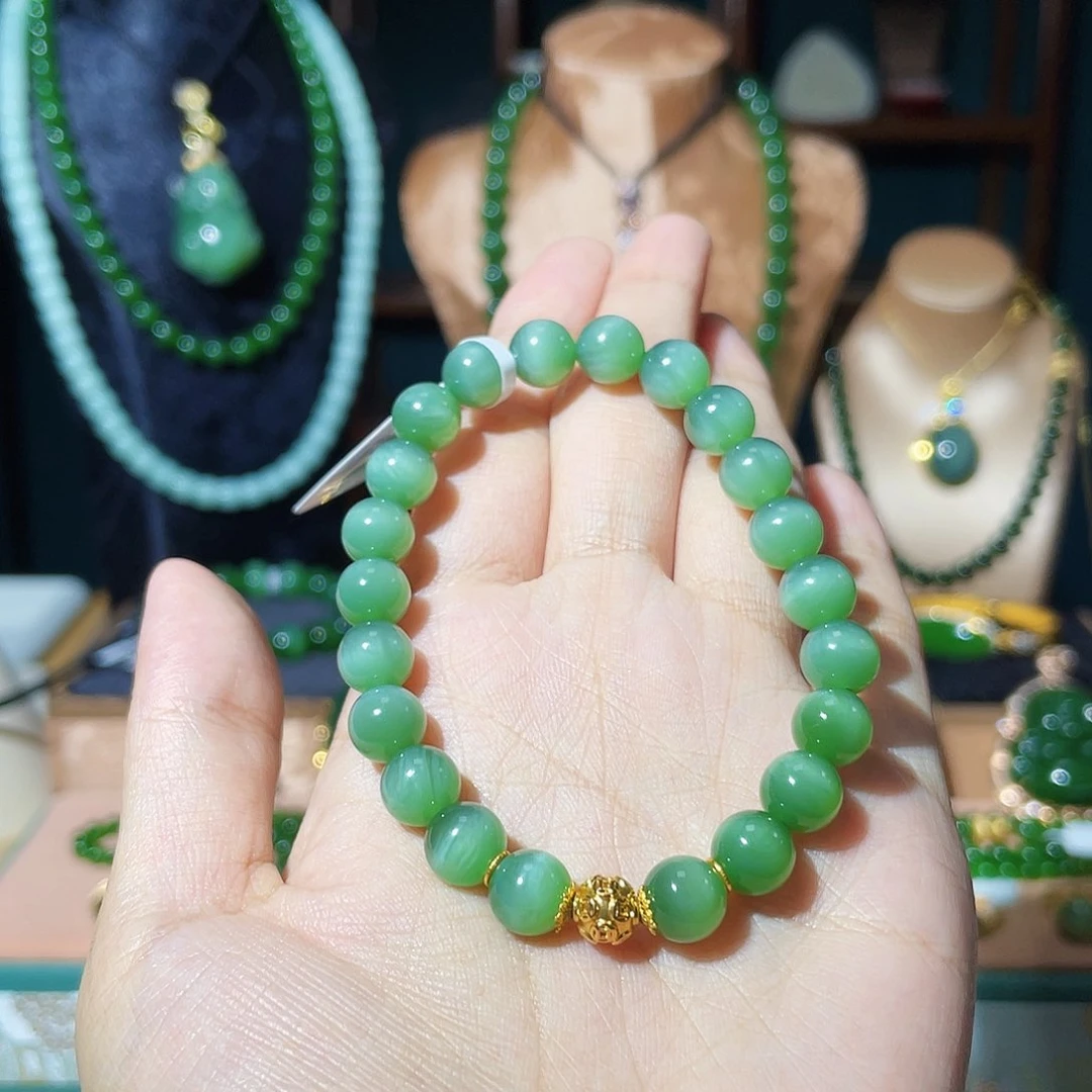 手串18K金镶嵌和田玉（碧玉）