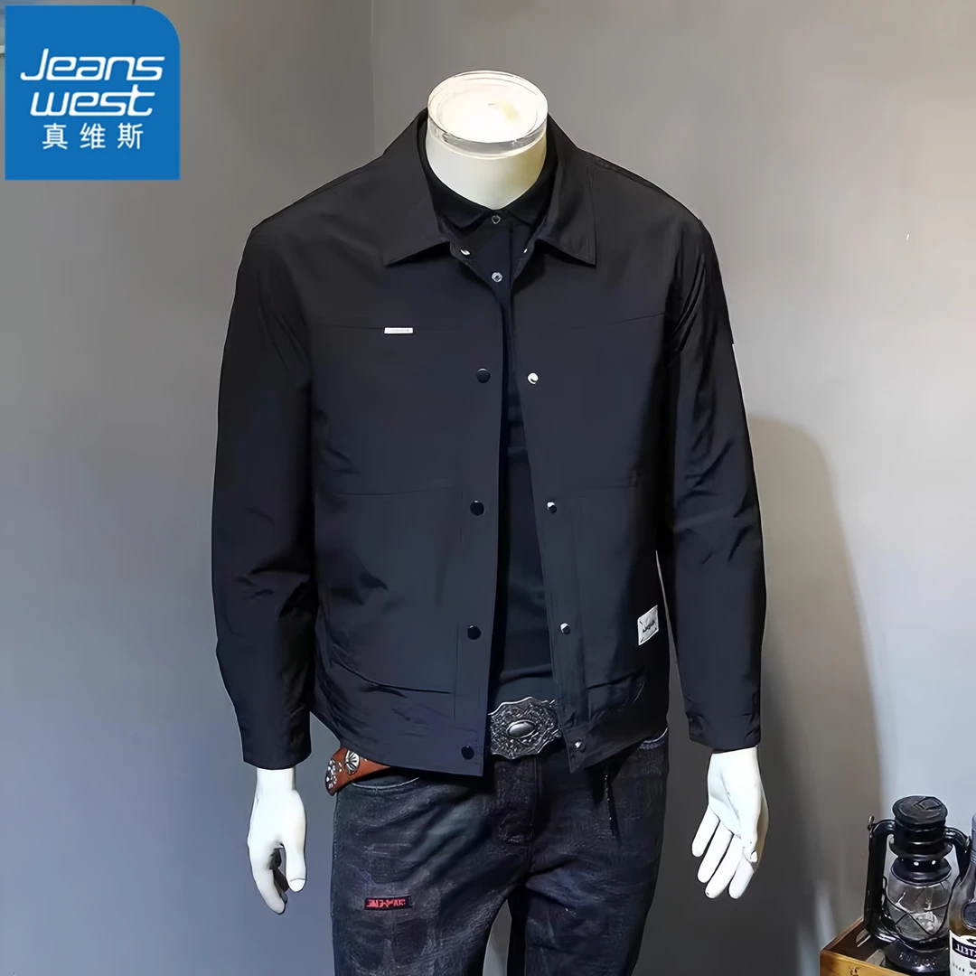 真维斯Jeanswest男士工装外套春季新款短款潮流翻领夹克简约百搭