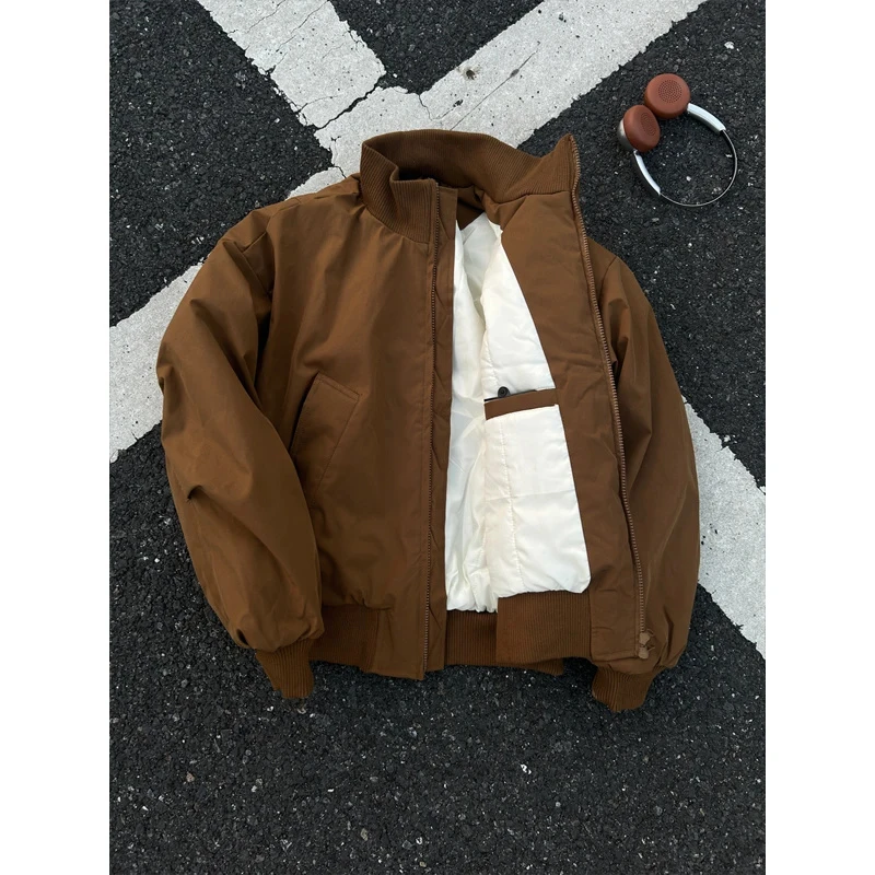 美式短款飞行夹克棉服男款冬季cleanfit外套bomber廓形立领棉衣潮