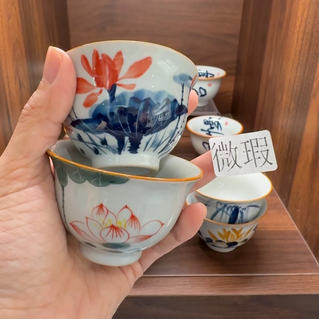 釉下手绘茶具微瑕