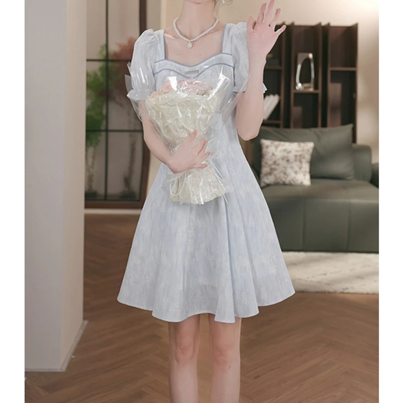 薇宝儿塔塔 -【纸落云烟-短款】新款气质显瘦收腰法式连衣裙-B5134K