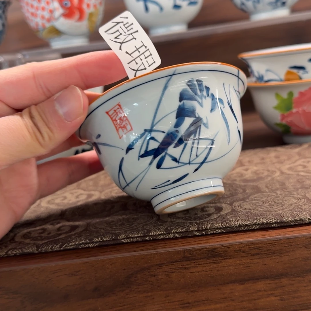 釉下手绘茶具微瑕