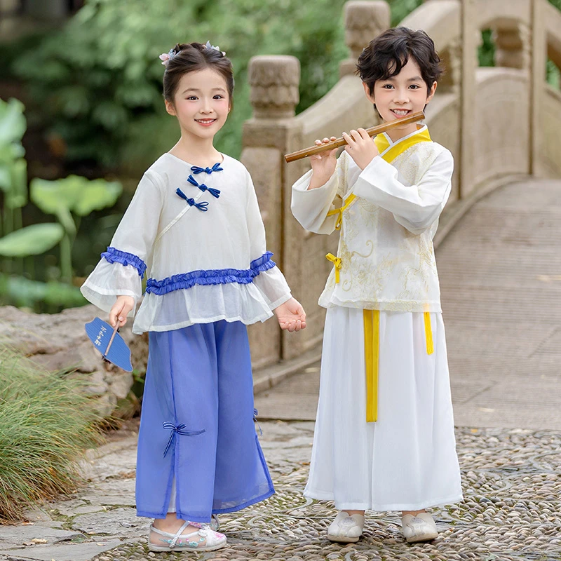民族风情中国风男童女童汉服宝宝古装国学服套装