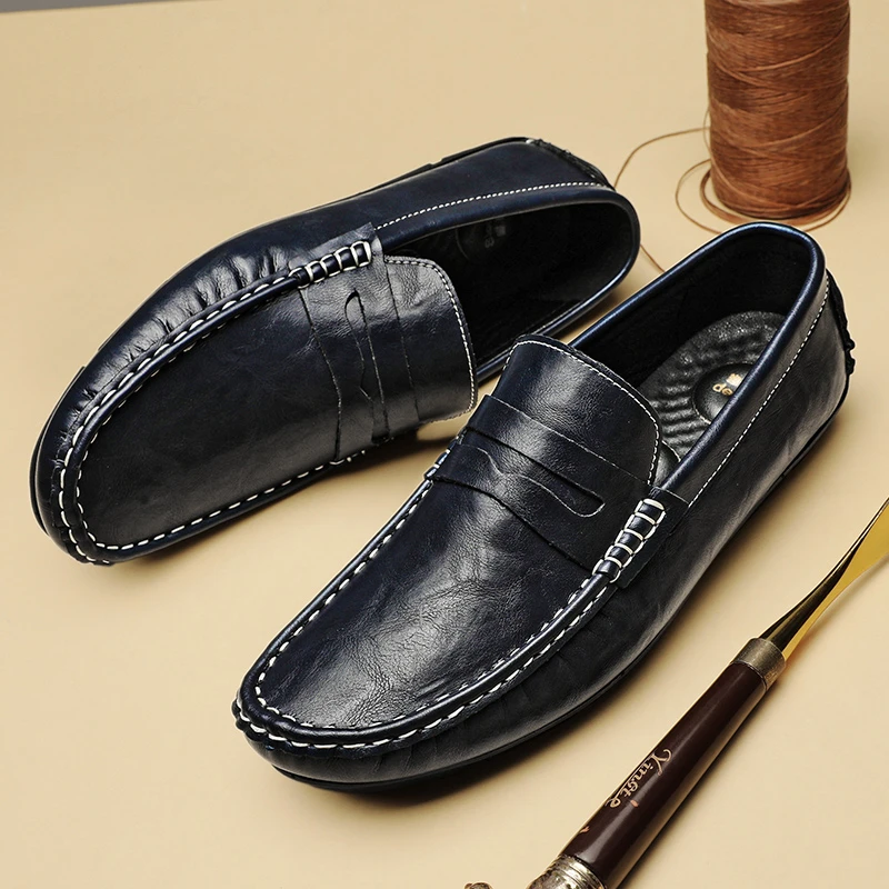 真皮男鞋2025夏季新款潮流真皮豆豆鞋日常舒适驾车百搭一脚蹬休闲