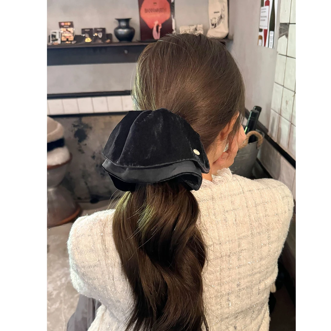 韩系秋冬新款高品质绒面裙摆抓夹女后脑勺半扎发马尾夹发夹发饰