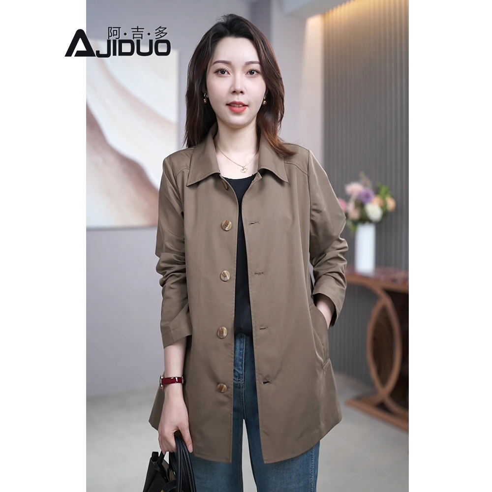 气质百搭风衣外套女大码女装2025春秋季新款英伦风气质中长款外套