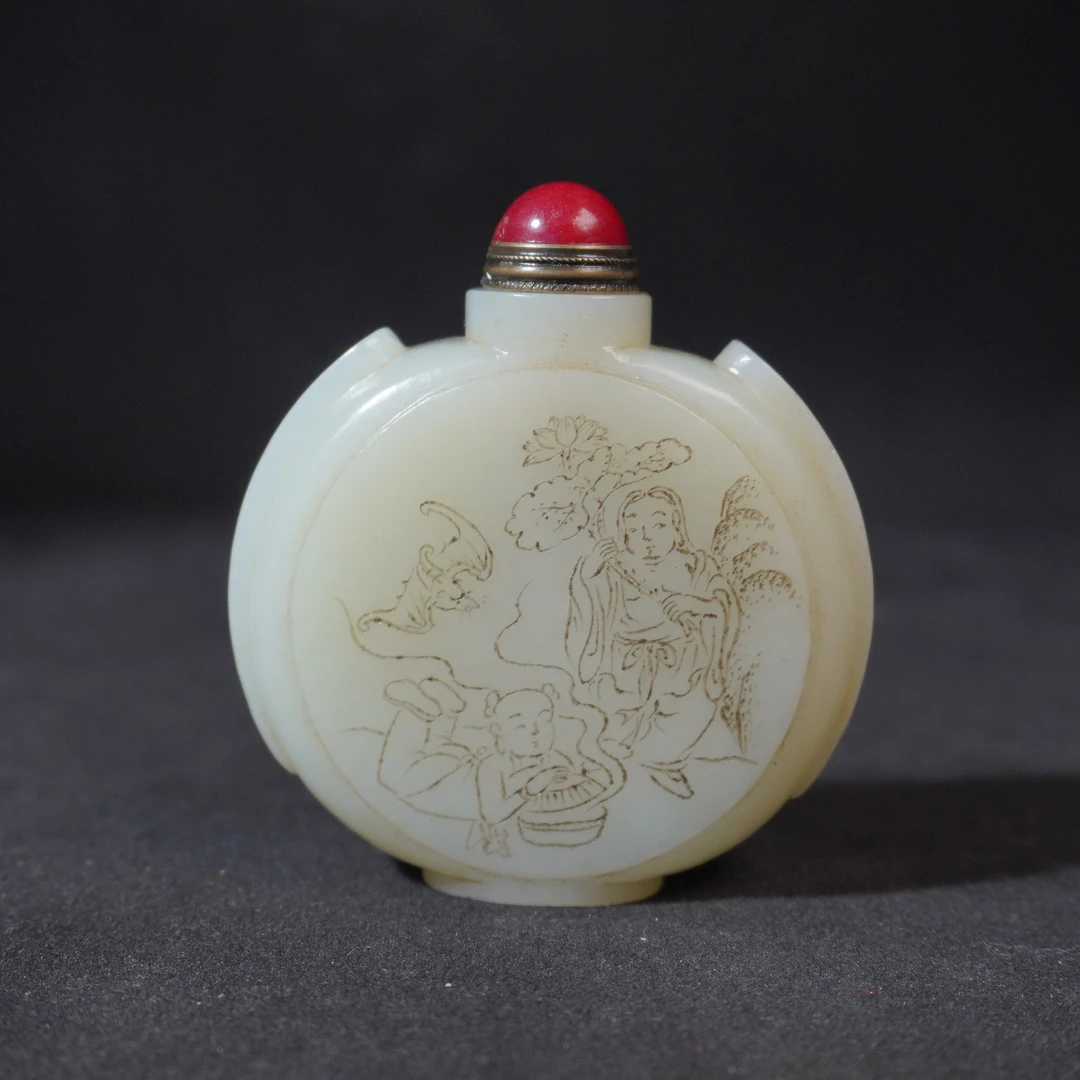 4NE22 清 和田玉鼻烟壶