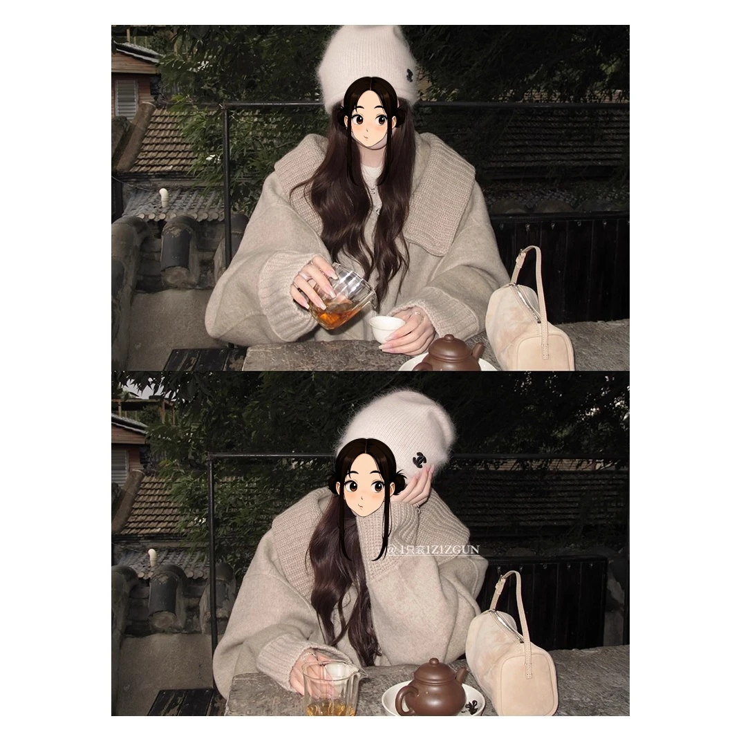 毛呢外套针织连帽松弛廓型面呢大衣