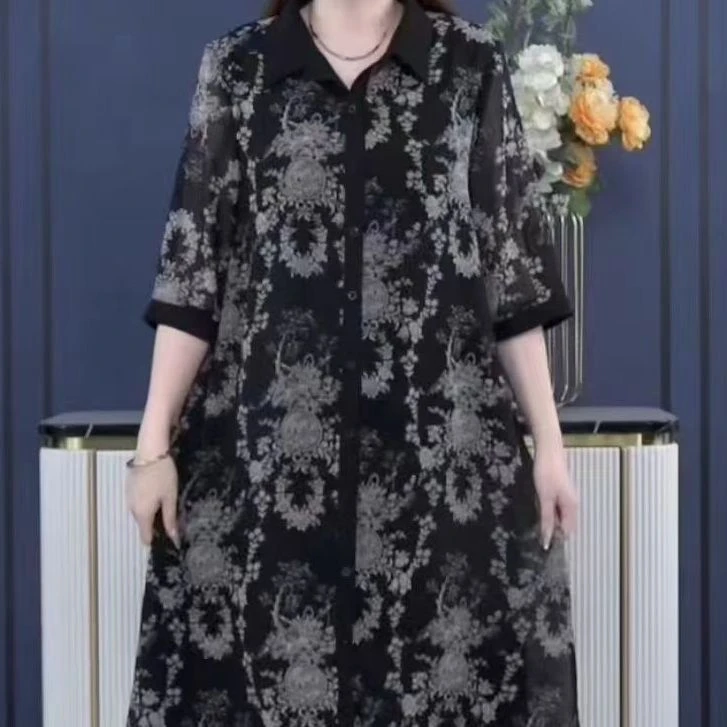 夏季碎花假两件裙子ZB5958