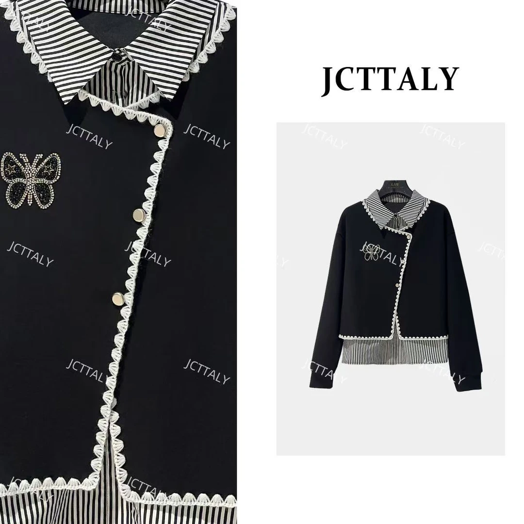 【宠粉价】设计师款女假两件接长袖卫衣小众百搭秋季女装JC-A4617